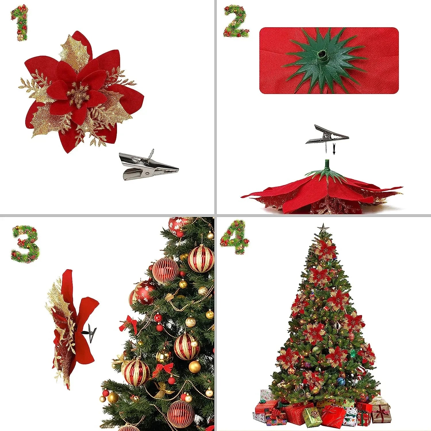 Glitter Artificial Christmas Flowers