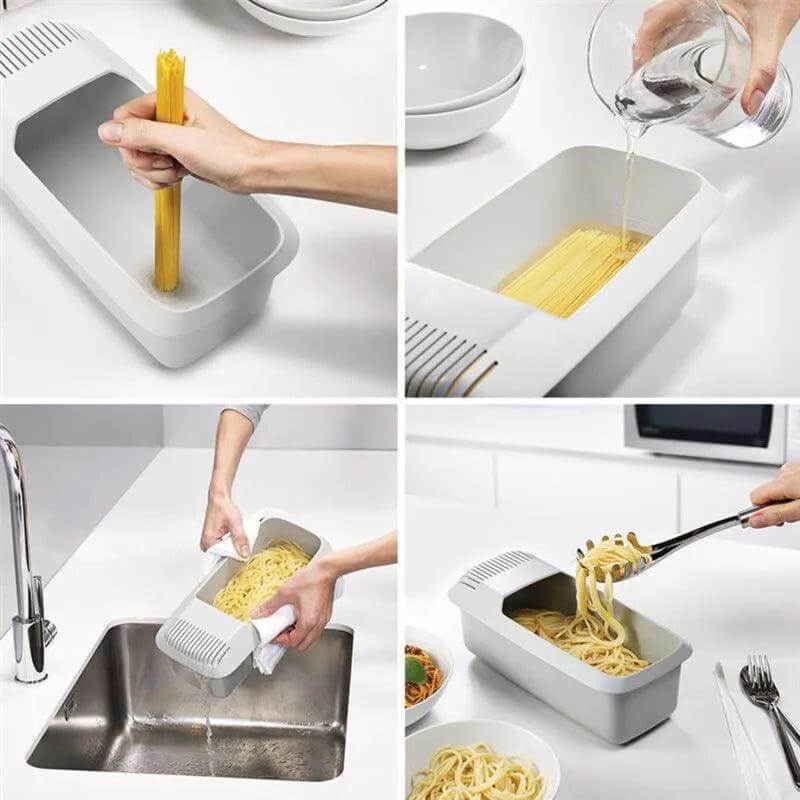 Microwave Noodles Pasta Cooker With Strainer Eco-Friendly Plastic Spaghetti Vegetable Steamer Dishwasher Kitchen Accessories New - Ozgoods