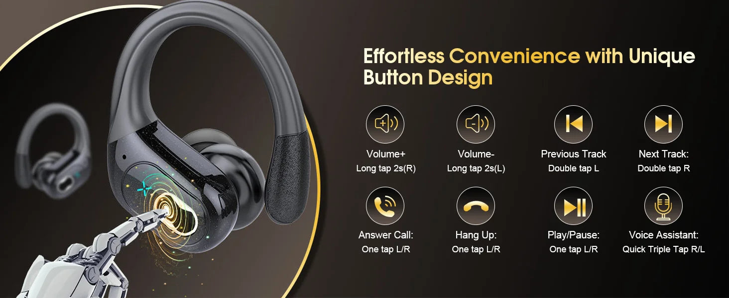 TWS Sports Earbuds Bluetooth 5.4 Wireless Headphones