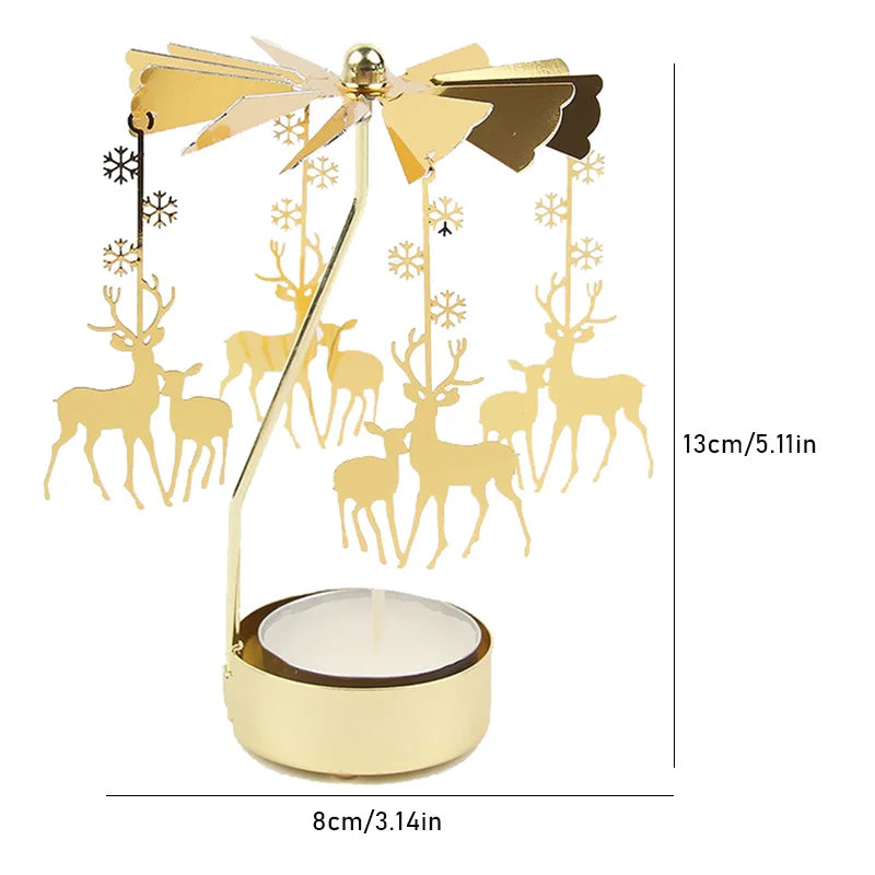 Gold Metal Carousel Rotating Candle Stand