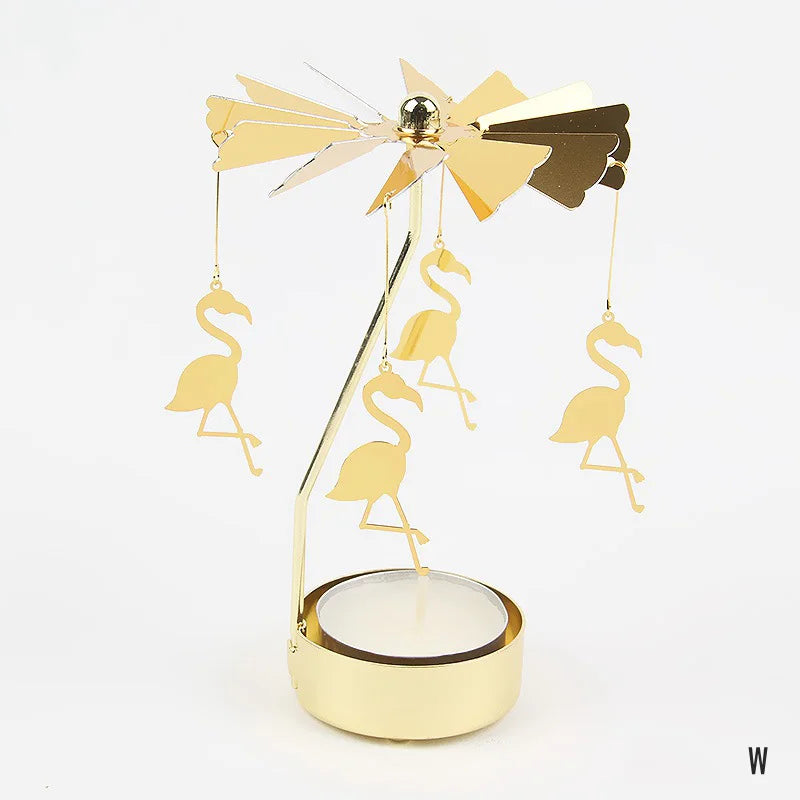 Gold Metal Carousel Rotating Candle Stand