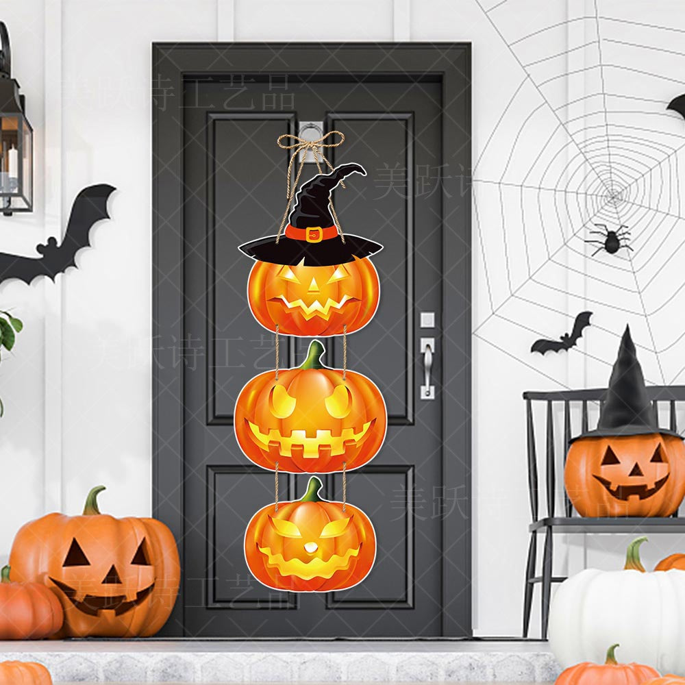 Halloween Ghost Face Pumpkin Door Hanging