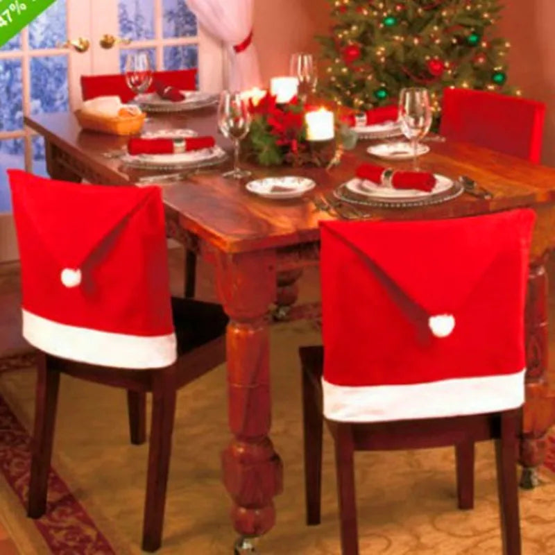 Santa Hat Chair Covers - Christmas Table & Home Decor