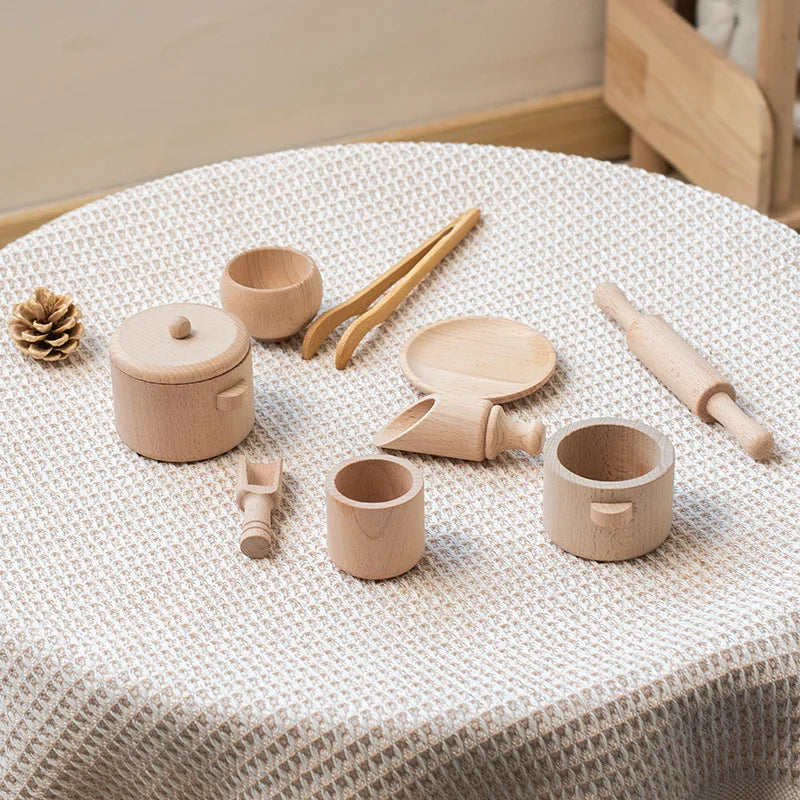 Wooden Simulated Kitchen & Tea Set