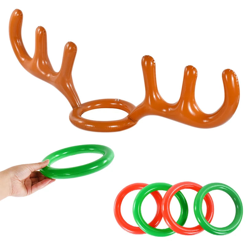 Christmas Inflatable Reindeer Antler Hat Ring Toss Game