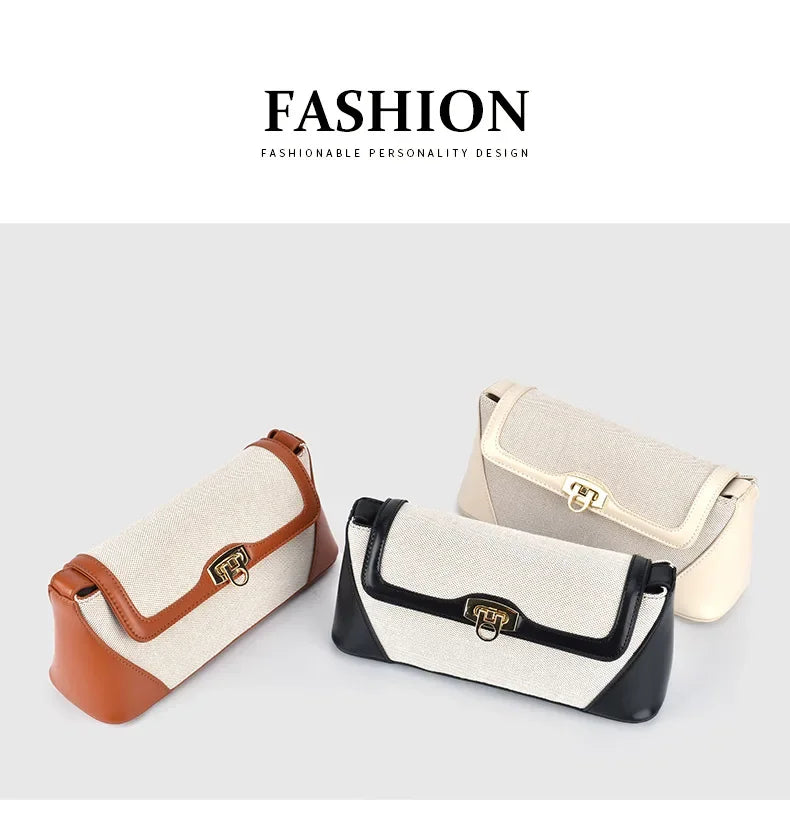 Nichedesign Color Block French Bread Shoulder Bag