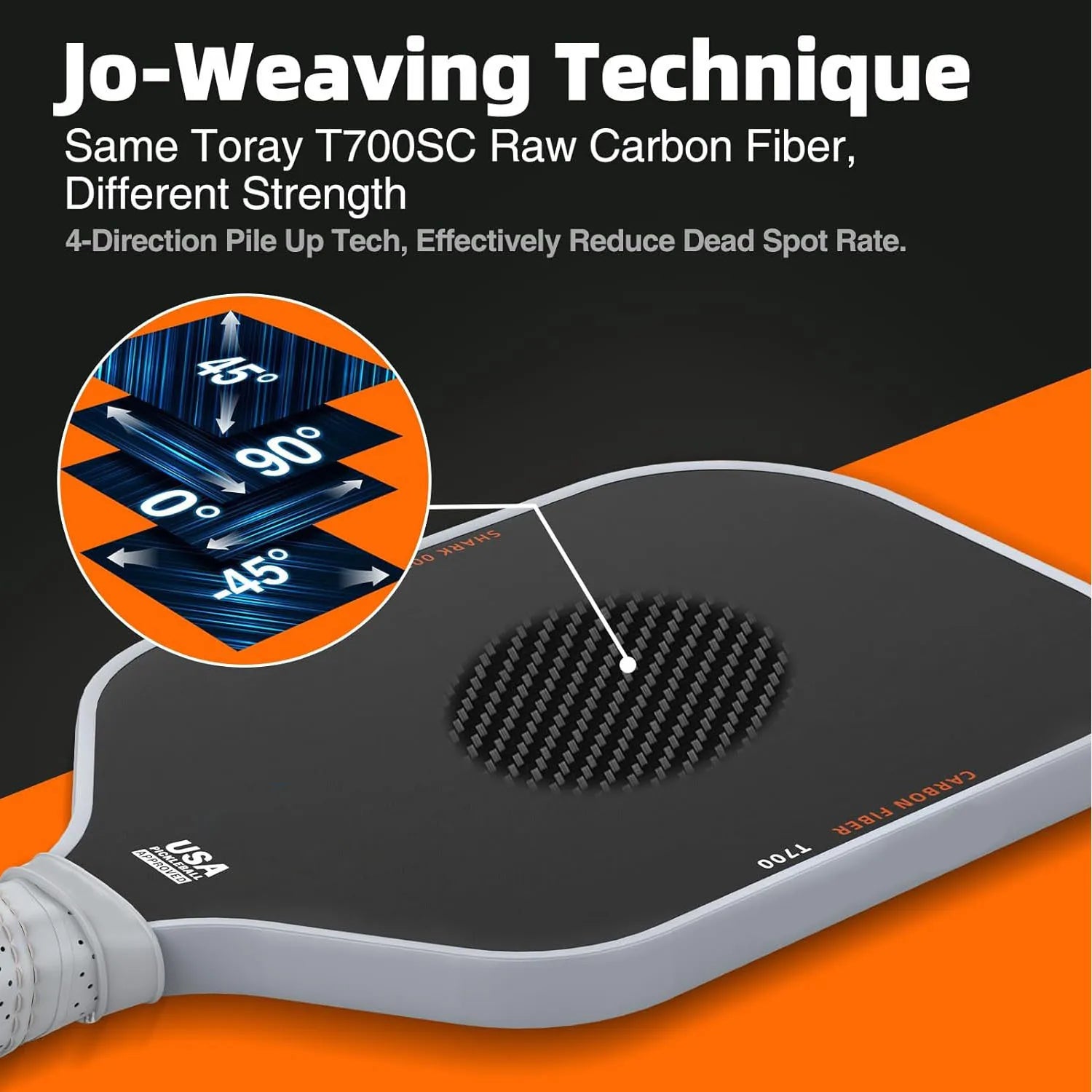 Pickleball Paddle T700 Carbon Fiber 16MM Frosted Surface