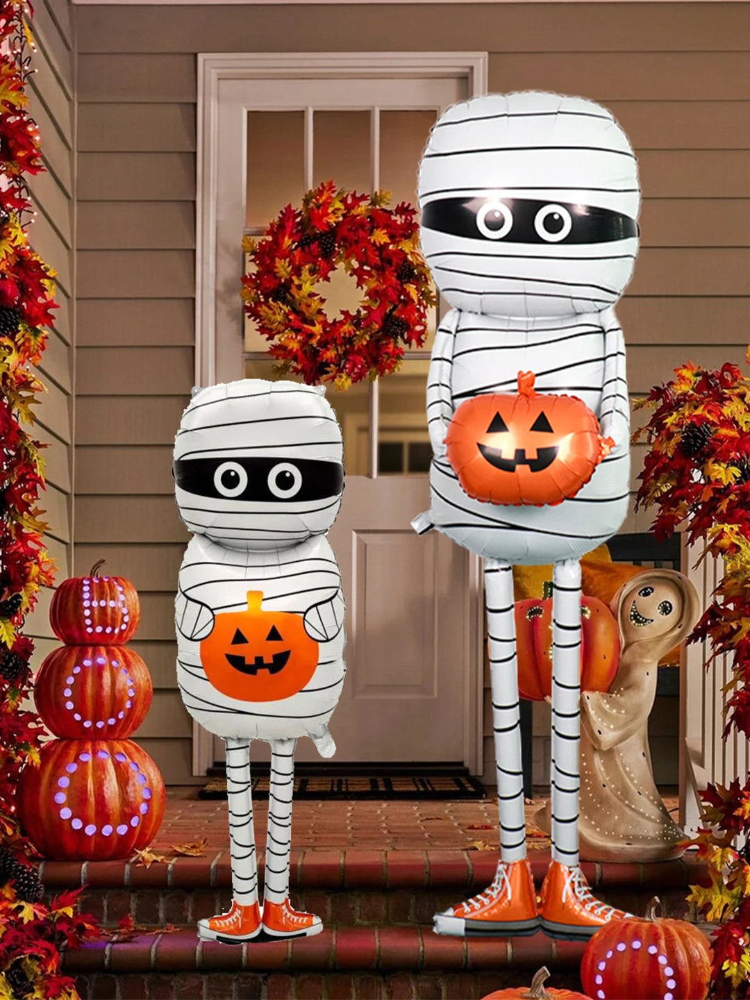 Halloween Mummy Holding Pumpkin Aluminum Foil Balloon