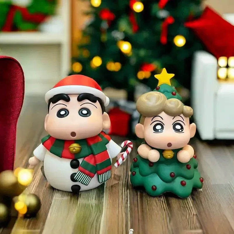 Shinnosuke & Himawari Christmas Crayon Shin-chan PVC Action Figures