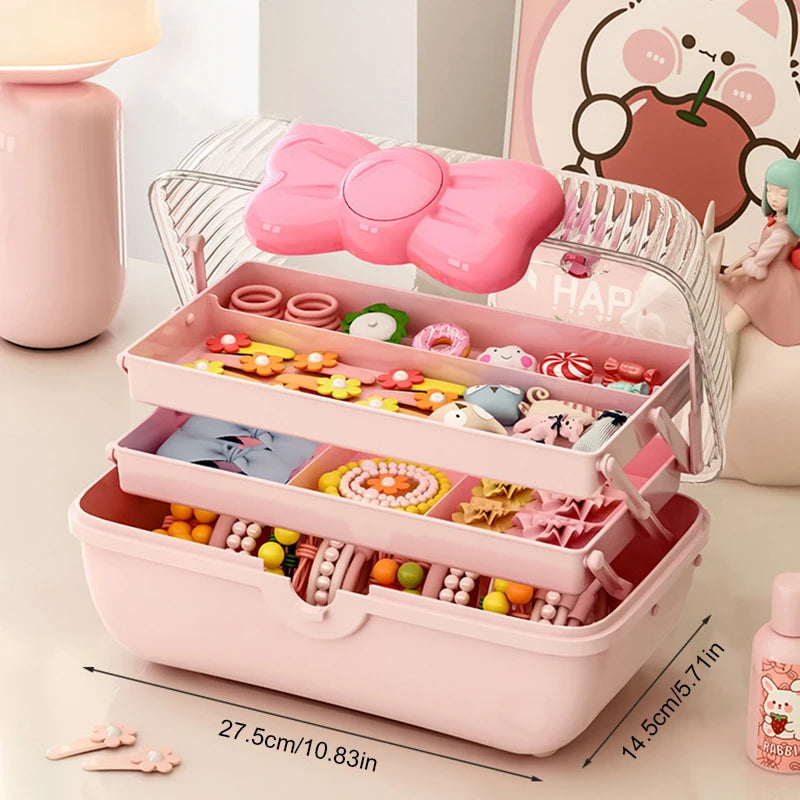 Multi-Layer Hairpin Organizer Cute Kids Jewelry Case & Headband Storage Box
