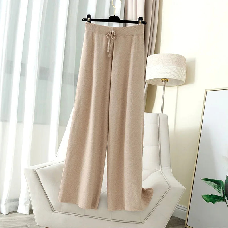 Women’s Thick Knitted High-Waist Straight Pants