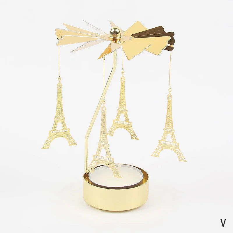 Gold Metal Carousel Rotating Candle Stand