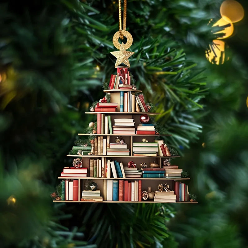 Christmas Book & Coffee Cup Acrylic Hanging Ornament