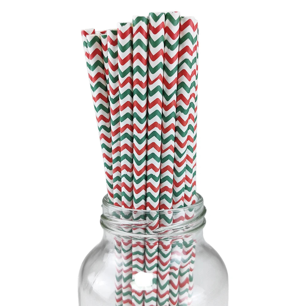 Christmas Paper Straws Biodegradable Xmas Designs