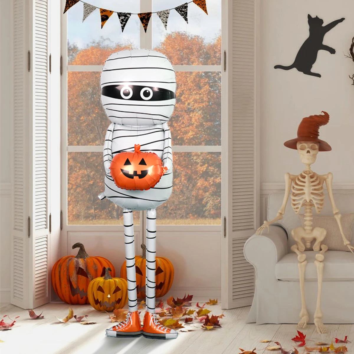 Halloween Mummy Holding Pumpkin Aluminum Foil Balloon