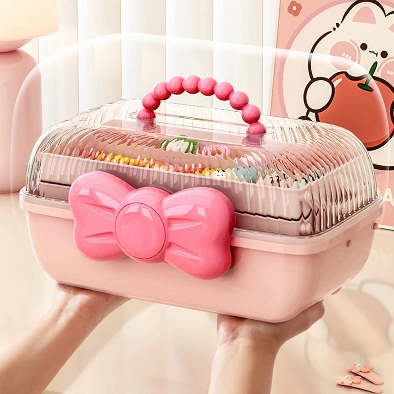 Multi-Layer Hairpin Organizer Cute Kids Jewelry Case & Headband Storage Box