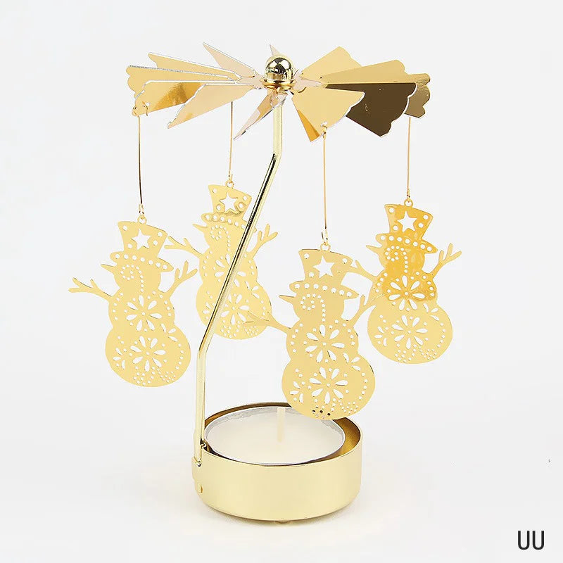 Gold Metal Carousel Rotating Candle Stand