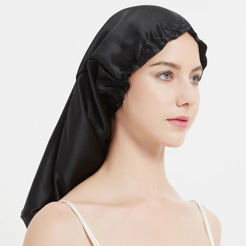 Silk Long Hair Wrap Bonnet  Night Sleeping Cap