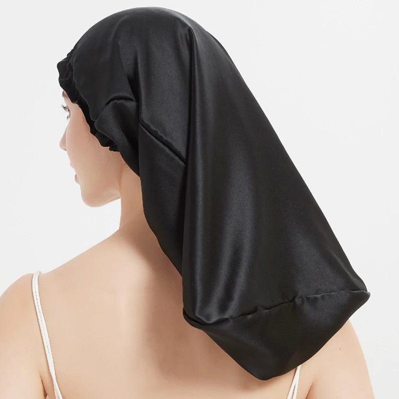 Silk Long Hair Wrap Bonnet  Night Sleeping Cap