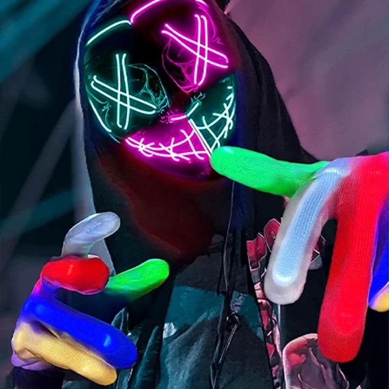 Colorful LED Skull Gloves