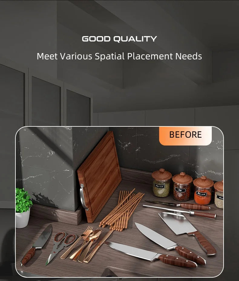 Multifunction Knife Holder Cutting Board Stand and Kitchen Utensil Organizer