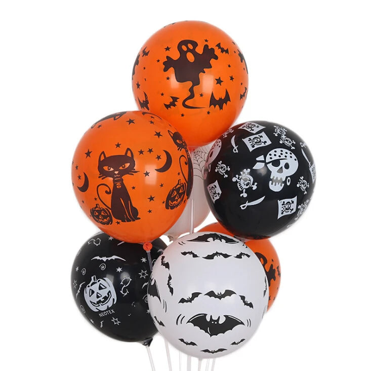 30/10Pcs Scary Halloween Balloons Kids Toys Pumpkin Skeleton Ghost Bar Party Decor Balloon Halloween Black Orange Latex Balloon