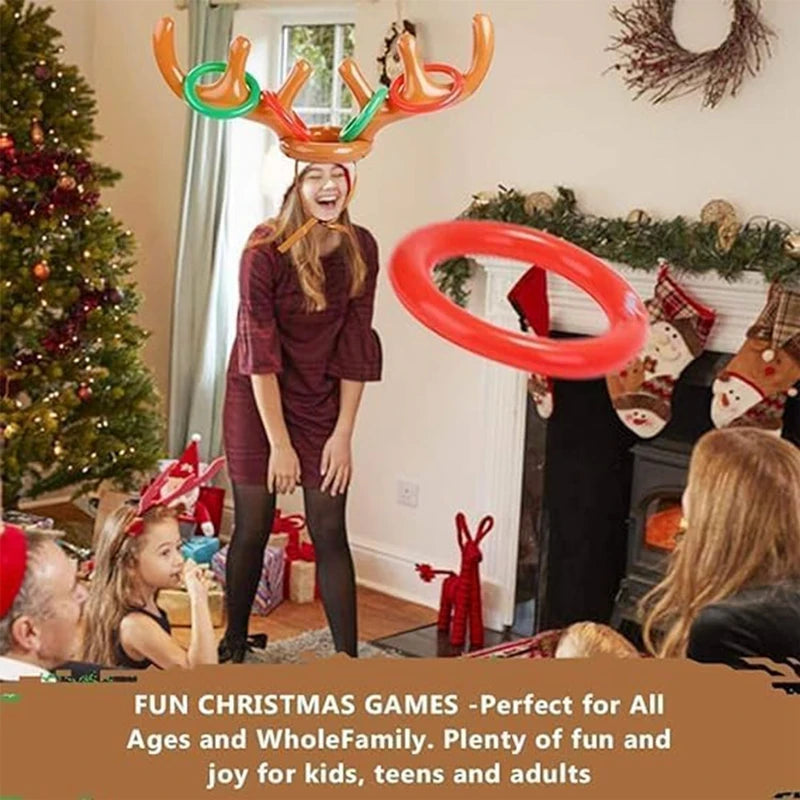 Christmas Inflatable Reindeer Antler Hat Ring Toss Game