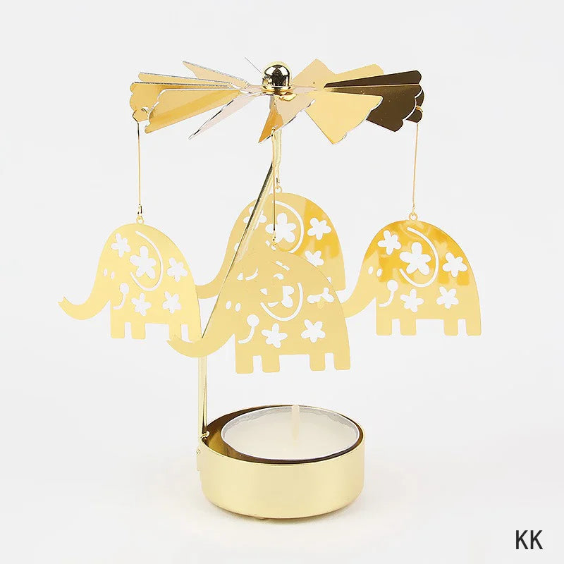 Gold Metal Carousel Rotating Candle Stand