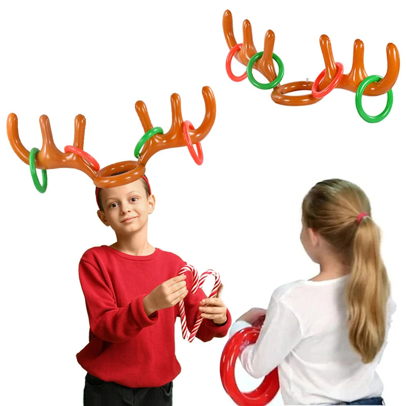 Christmas Inflatable Reindeer Antler Hat Ring Toss Game