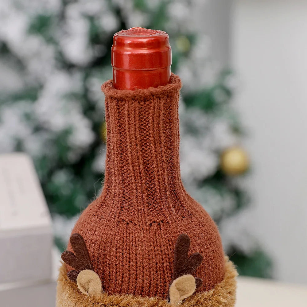 Christmas Santa Knitted Wine Bottle Case