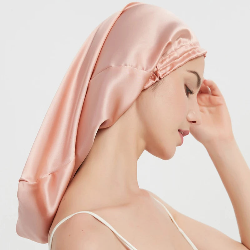 Silk Long Hair Wrap Bonnet  Night Sleeping Cap