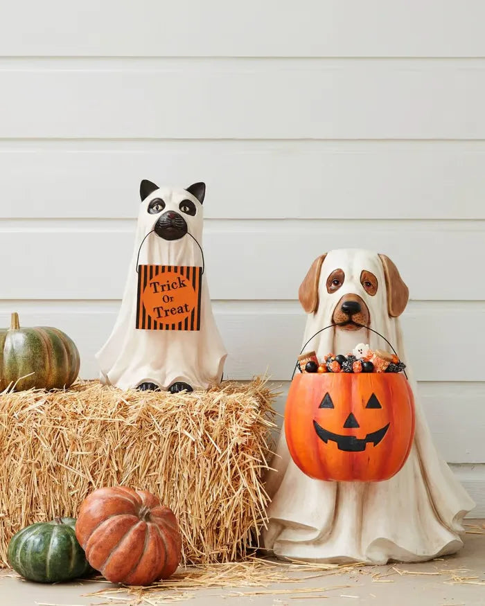 🎃🔥Halloween Decoration Ghost Dog & Cat Candy Bowl