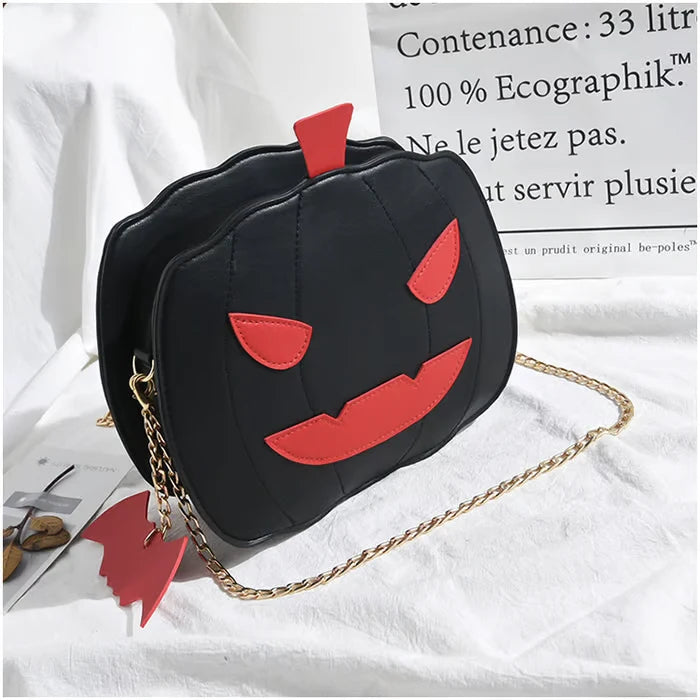 Pumpkin Shoulder Bag Halloween Devil Devil Shoulder Bag PU Leather Handbag