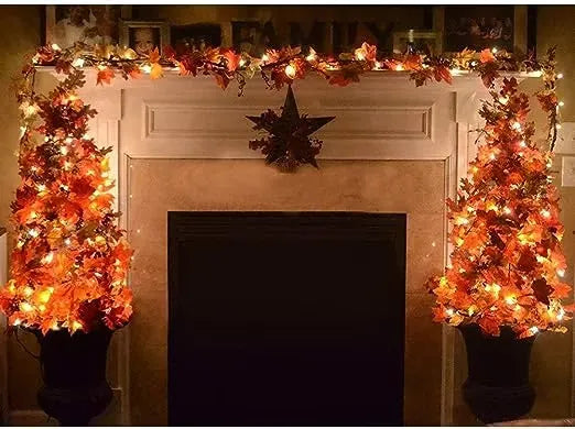 Fall Maple Leaves String Lights, Thanksgiving Day, Halloween, Home, Christmas, Outdoor, Garden Decoration